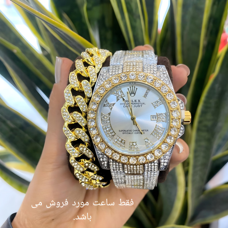 ساعت مچی عقربه ای مدل فول نگین استون قفل مخفی کد 07