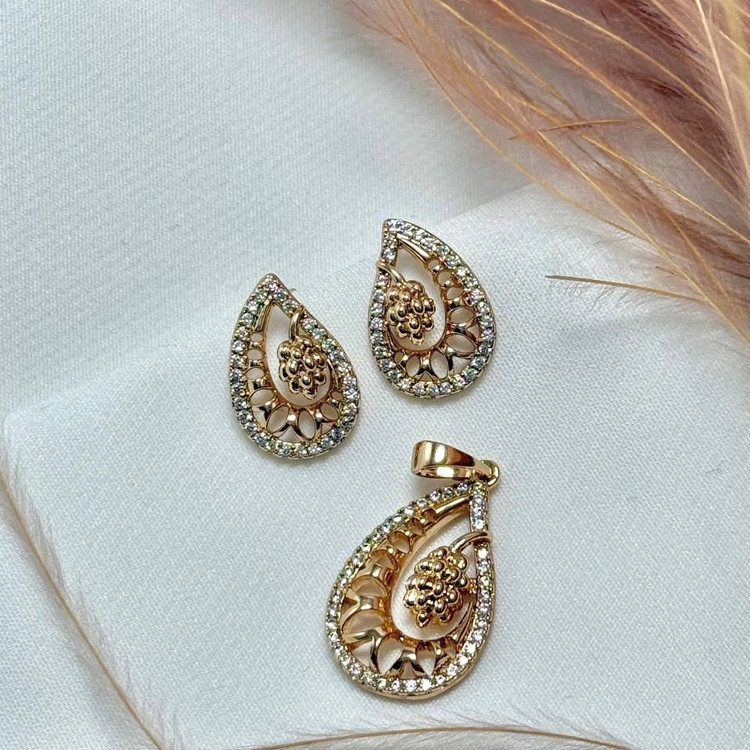 نیم ست گردنبند و گوشواره ژوپینگ زنانه طرح بی نهایت نگین تنوع طرح رنگ ثابت کد sm (پس کرایه)