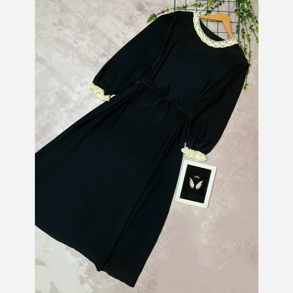 کفتان زنانه مدل پریزاد جنس الیزه ترک مشکی فری سایز 38 تا 48