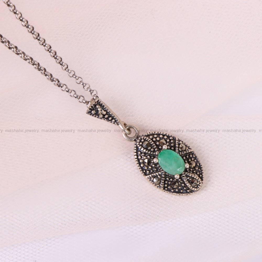 گردنبند زمرد زنانه کد 6049
