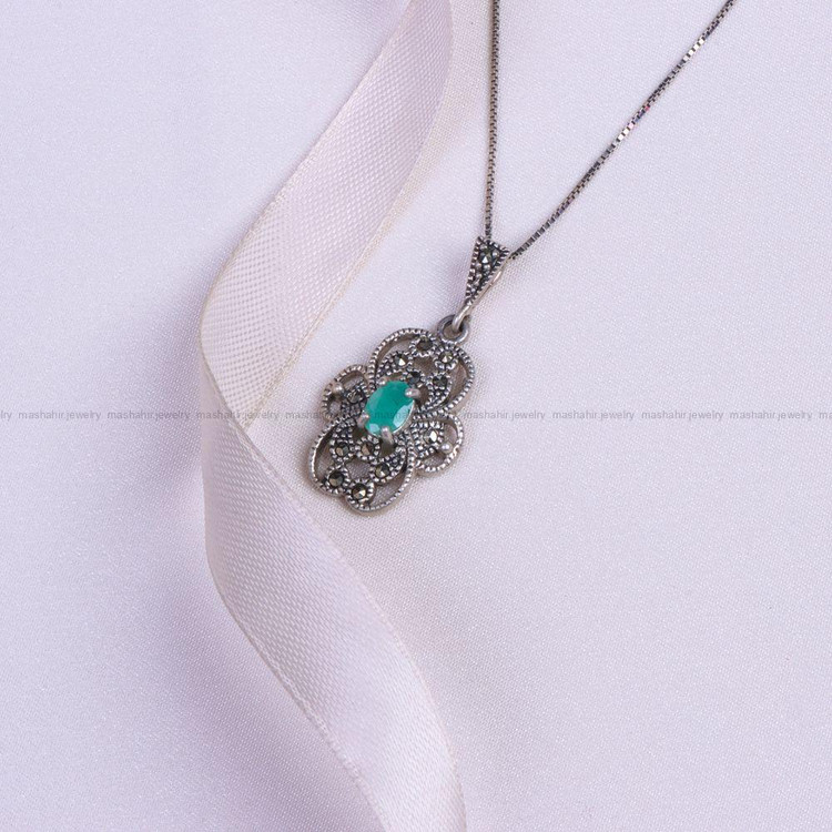 گردنبند زمرد زنانه کد 9773