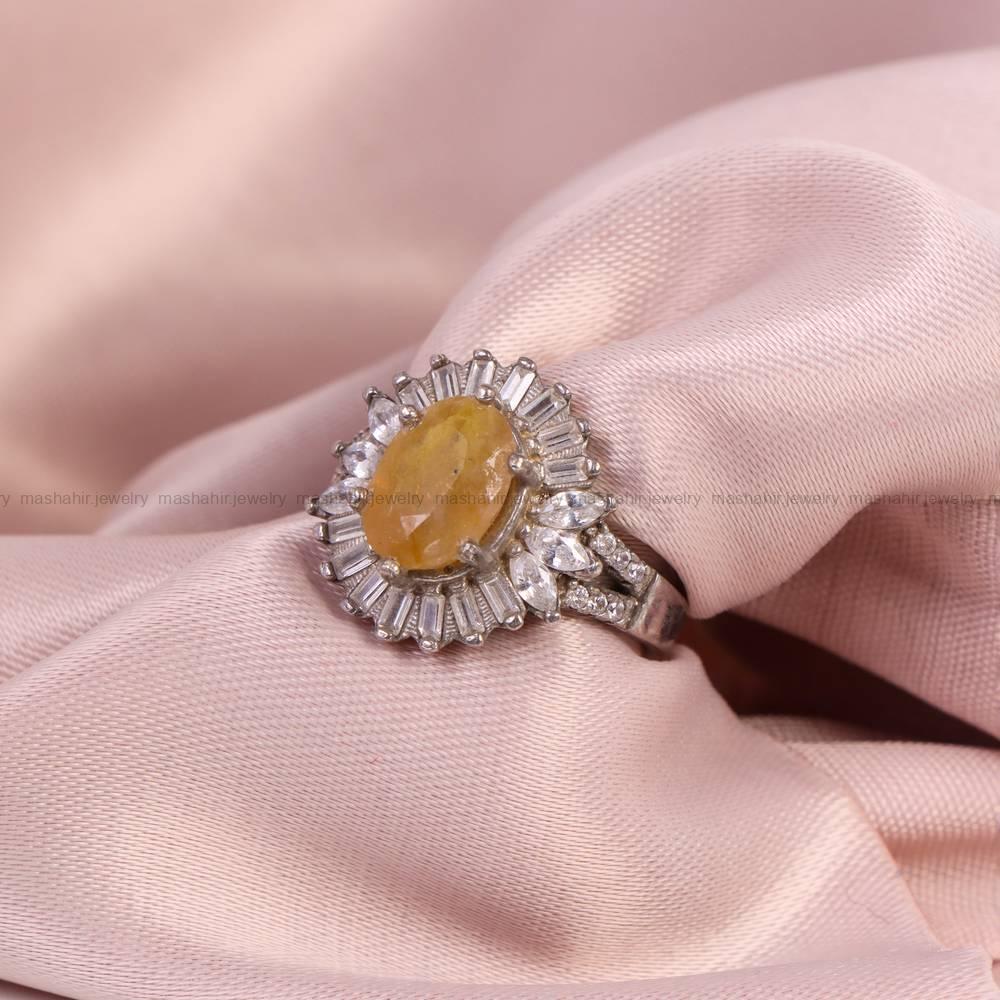 انگشتر یاقوت زرد زنانه کد 5282