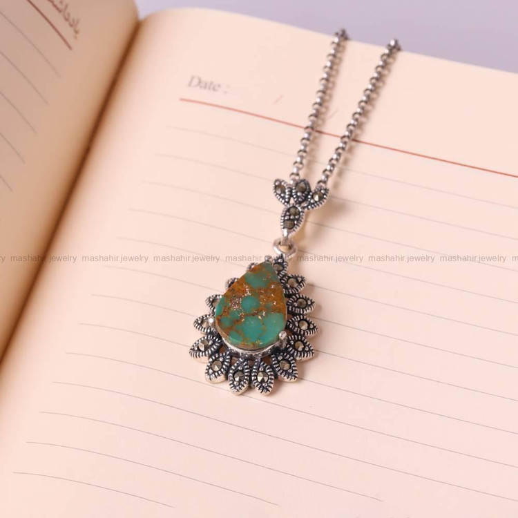 گردنبند فیروزه زنانه کد 5397