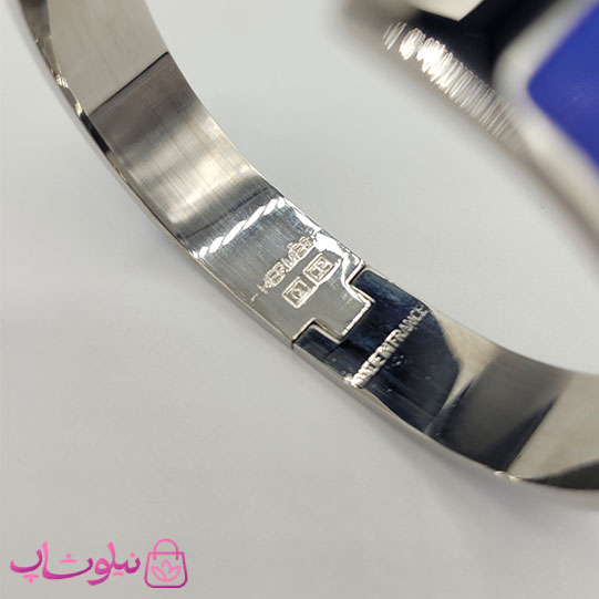 دستبند زنانه هرمس آبی نقره ای استیل قفل اورجینال کد 680