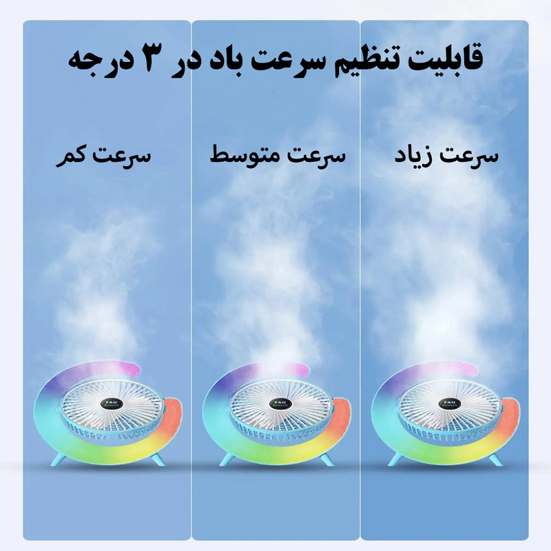 پنکه رومیزی مدل چراغ دار Colorful